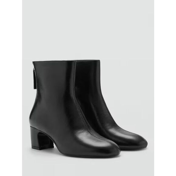 MNG BY Mango Claire Leather Heeled Ankle Boots Black sz 39 US 8.5 NWT - Picture 1 of 7